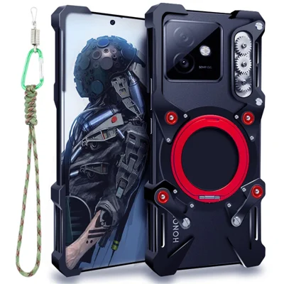 KJYFOANI Cover per Honor X8b (6.70), Nero Silicone Case + Staffa ad