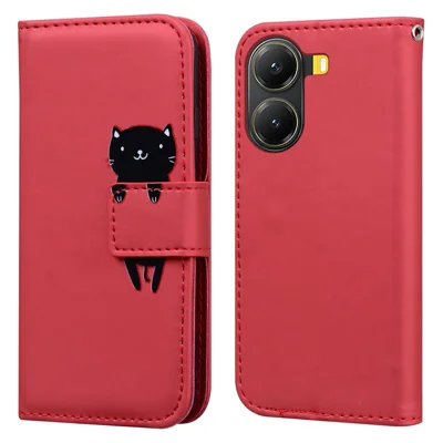 Voor Xiaomi Poco X7 Pro 5G Hoesje met Grappig Cartoonpatroon Portefeuille Leren Telefoonhoes - Rood