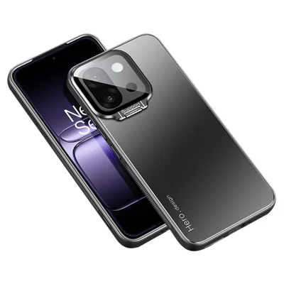 Til OnePlus 13T 5G etui med objektivstøtte og stødfast PC+TPU telefonbeskytning - Sort