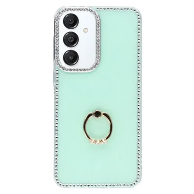 For Samsung Galaxy A15 4G / 5G Case with Ring Kickstand Rhinestone Edge TPU + PC IMD Phone Cover - Glitter Light Green
