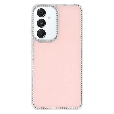 For Samsung Galaxy S25+ / S24+ Case Rhinestone Edge Glitter Back TPU + PC IMD Phone Cover - Glitter Light Pink