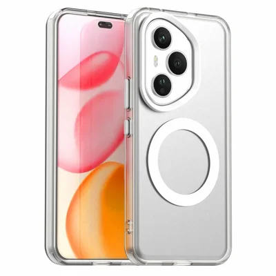 For Honor 400 Pro 5G (Global) Magnetic Case Anti Drop Hybrid Phone Back Cover - White