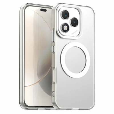 For Honor 400 Lite 5G Magnetic Case Anti Drop Hybrid Phone Back Cover - White