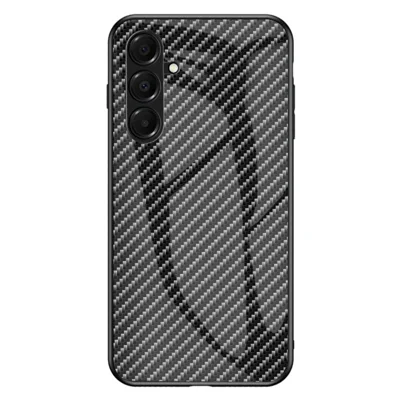 Til Samsung Galaxy A17 5G / A17 4G / A26 5G Taske Med Temperskit Glas Stødfast Telefondæksel - Sort Fiber
