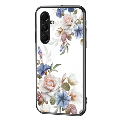 For Samsung Galaxy A18 5G / A18 4G / A17 5G / A17 4G / A26 5G Case Floral Pattern TPU + Tempered Glass Protective Phone Cover - White Flower Bush