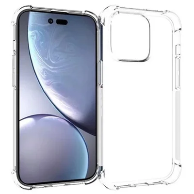 WANLONFENG For iPhone 13 Pro 6.1 inch Back Cover  TM Series 2.0mm Clear TPU Phone Case (Big Lens Hole) - Transparent