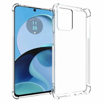 WANLONFENG For Motorola Moto G14 4G Back Cover  TM Series 2.0mm Clear TPU Phone Case (Big Lens Hole) - Transparent