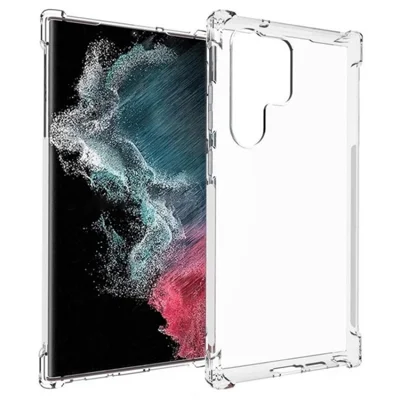 WANLONFENG For Samsung Galaxy S23 Ultra Back Cover  TM Series 2.0mm Clear TPU Phone Case (Big Lens Hole) - Transparent