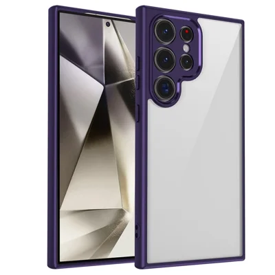 Voor Samsung Galaxy S22 Ultra 5G Hoesje Matte TPU + PC Schokbestendig Transparant Rugcover - Paars
