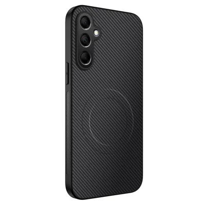 WANLONFENG For Samsung Galaxy S23 FE Magnetic Case  TQ Series Carbon Fiber Texture PC TPU Phone Cover - Black