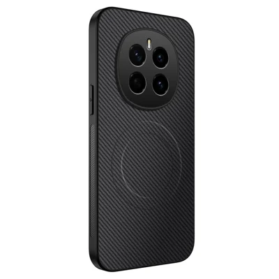 Voor Honor Magic7 5G Hoesje Compatibel met MagSafe WANLONFENG TQ Serie Koolstofvezelstructuur PC TPU Telefoonhoesje - Zwart