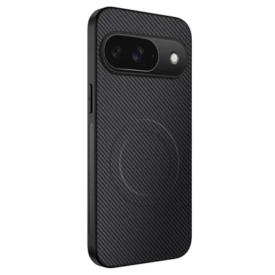 WANLONFENG For Google Pixel 9 Magnetic Case  TQ Series Carbon Fiber Texture PC TPU Phone Cover - Black