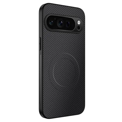 WANLONFENG For Google Pixel 9 Pro Magnetic Case  TQ Series Carbon Fiber Texture PC TPU Phone Cover - Black