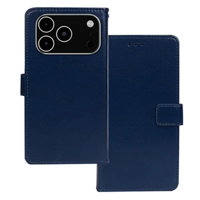 IDEWEI For iPhone 18 Pro / 17 Pro Case Wallet Leather Phone Cover Crazy Horse Texture - Blue