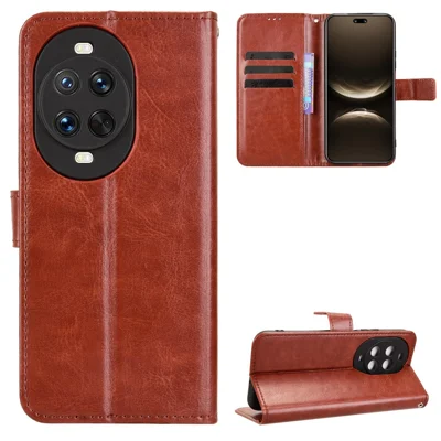 For Huawei nova 14 Ultra 5G PU Leather Case with Strap Crazy Horse Texture Phone Wallet Cover - Brown
