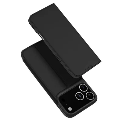 For iPhone 17 Pro Max Case DUX DUCIS Skin Pro Series Leather Cover Card Holder - Zwart