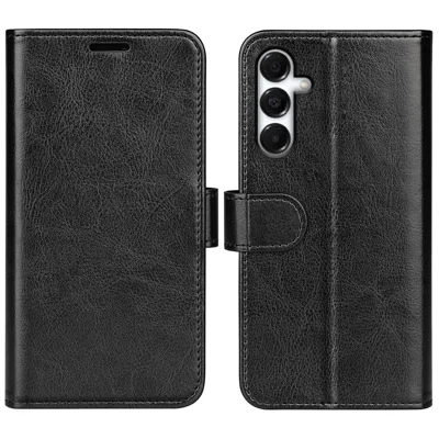 For Samsung Galaxy A18 5G / A18 4G / A17 5G / 4G / F17 5G / M17 5G Case Crazy Horse Texture Stand Leather Phone Cover - Black