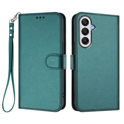 For Samsung Galaxy F14 4G / Galaxy A05s 4G Leather Case Wallet Stand Phone Cover with Wrist Strap - Green