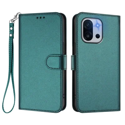 For OnePlus 13T 5G Leather Case Wallet Stand Phone Cover with Wrist Strap - Green
