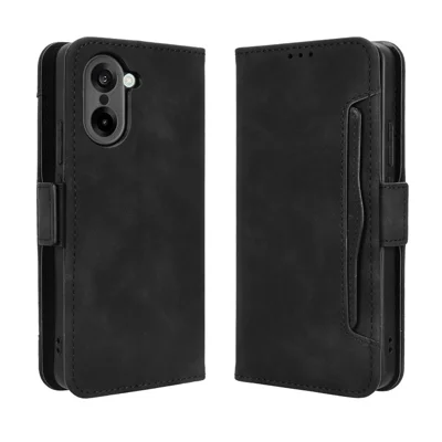 For OnePlus Nord CE5 5G / Ace 5 Racing 5G Leather Case Phone Wallet Cover with Multiple Card Slots - Black