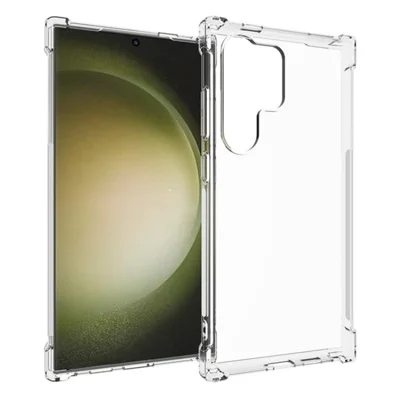 WANLONFENG For Samsung Galaxy S24 Ultra Back Cover  TM Series 2.0mm Clear TPU Phone Case (Big Lens Hole) - Transparent