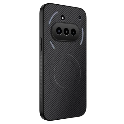 WANLONFENG For Nothing Phone (3a) Magnetic Case  TQ Series Carbon Fiber Texture PC TPU Phone Cover - Black