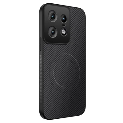 WANLONFENG For Motorola Edge 50 Pro 5G Magnetic Case  TQ Series Carbon Fiber Texture PC TPU Phone Cover - Black