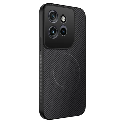 WANLONFENG For Motorola Edge 60 Neo 5G / Edge 50 Neo 5G / Moto S50 5G / ThinkPhone 25 5G Magnetic Case  TQ Series Carbon Fiber Texture PC TPU Phone Cover - Black