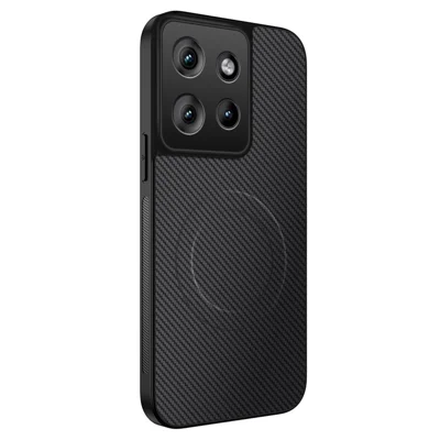 WANLONFENG For Motorola Edge 50 5G Case Magnetic Case  TQ Series Carbon Fiber Texture PC TPU Phone Cover - Black