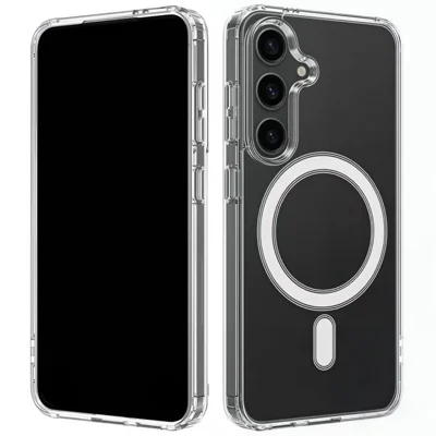 WANLONFENG For Samsung Galaxy S23 FE Clear Magnetic Case  LM2 Series Phone Cover (Big Lens Hole) - Transparent