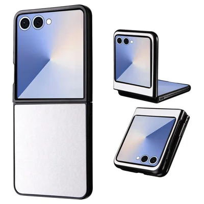 Fodral för Samsung Galaxy Z Flip7 5G, hårt fodral i PU-läder med strukturerad yta - Vit