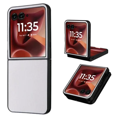 Voor Motorola Razr Ultra 2025 5G / Razr 60 Ultra 5G hoesje PU leer hard PC beschermmantel - Wit