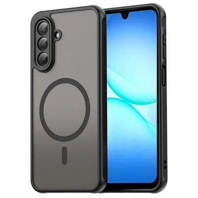 Til Samsung Galaxy A17 5G / A17 4G Taske Kompatibel med MagSafe Mod Fald PC + TPU Telefondæksel - Sort