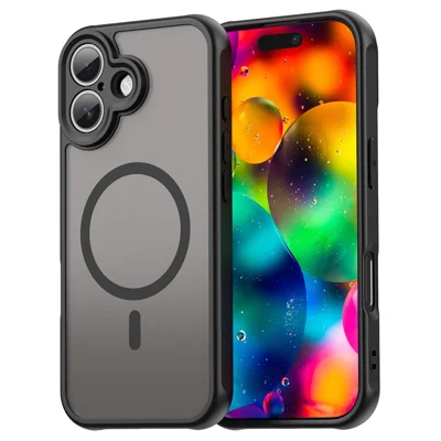 For iPhone 17 Hoesje Compatibel met MagSafe Anti Drop PC + TPU Telefoonhoesje - Zwart