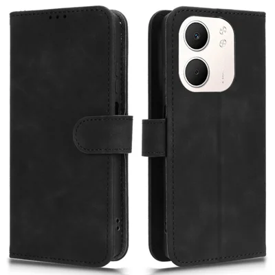 For Oppo A5x 5G  /  4G Leather Case Skin Feel Anti Drop Wallet Flip Phone Cover - Black