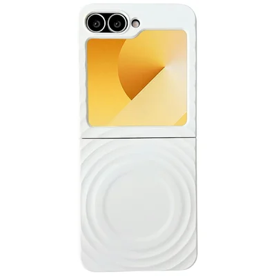 For Samsung Galaxy Z Flip7 FE 5G / Z Flip6 5G / Flip5 5G Magnetic Case Skin-Touch Wave Texture Hard PC Phone Cover - White