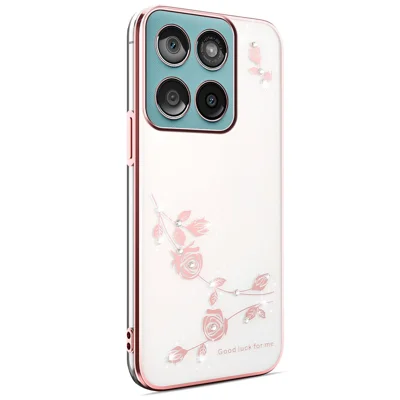KADEM For Motorola Edge 60 Fusion 5G  /  Edge 60s 5G  /  Edge 60 5G Case Flower Rhinestone Decor Electroplating TPU Phone Cover - Rose Gold