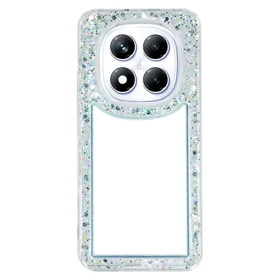 For Xiaomi Redmi Note 14 Pro 5G / Poco X7 5G Case Glitter Epoxy Soft TPU Clear Back Cover - Green