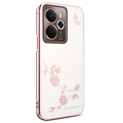KADEM For Realme 14T 5G  /  14 5G Case Flower Rhinestone Decor Electroplating TPU Phone Cover - Rose Gold