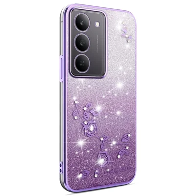 KADEM For Realme 14x 5G Case Flower TPU Flexible Gradient Phone Cover - Purple