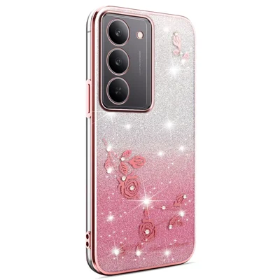 KADEM For Realme V60 Pro 5G / 14x (India) 5G Case Flower TPU Flexible Gradient Phone Cover - Rose Gold