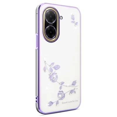 KADEM For Xiaomi Redmi A5 4G (171.7mm) / Poco C71 4G Case Flower Rhinestone Decor Electroplating TPU Phone Cover - Purple