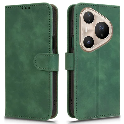 For Huawei Pura 80 Pro+  /  80 Pro Leather Case Skin Feel Anti Drop Wallet Flip Phone Cover - Green