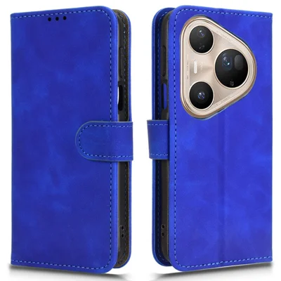 For Huawei Pura 80 Ultra Leather Case Skin Feel Anti Drop Wallet Flip Phone Cover - Blue