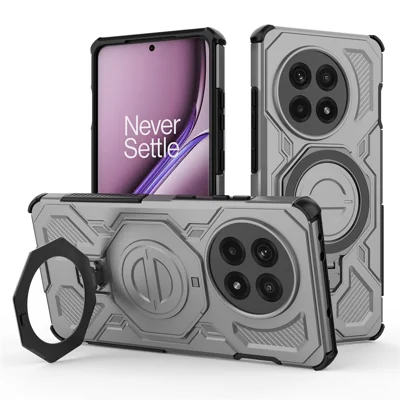 Magnetisk mobilhölse för OnePlus Ace 5 Pro 5G / Ace 5 5G / 13R 5G roterande metallstöd PC + TPU bakplatta - Grå