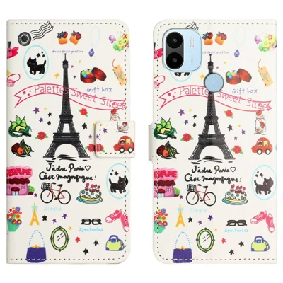 Folia z nadrukiem dla Xiaomi Redmi A1 4G / A2 4G, etui typu flip z magnesem, podstawką, portfelem, z twardej skóry PU, ochronne - Wieża Żelazna