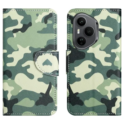 For Honor 400 Pro 5G (Global) Case Pattern Printing Cross Texture Leather Phone Cover - Camouflage
