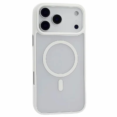 Voor iPhone 17 Pro Max Magnetische Hoesje Skin Touch TPU Acryl Telefoon Achterkant - Wit