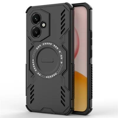 For Honor 400 5G (Global) Magnetic Case Butterfly Armor Hollow Heat Dissipation PC + TPU Phone Cover - Black