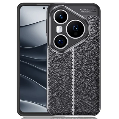 For Huawei Pura 80 Pro / 80 Pro+ Case Litchi Texture TPU Flexible Phone Cover, Black